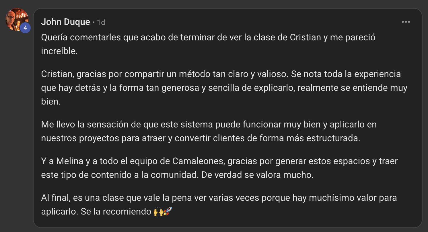 Captura de un resultado real de un miembro de Camaleones Digitales (1 de 16)