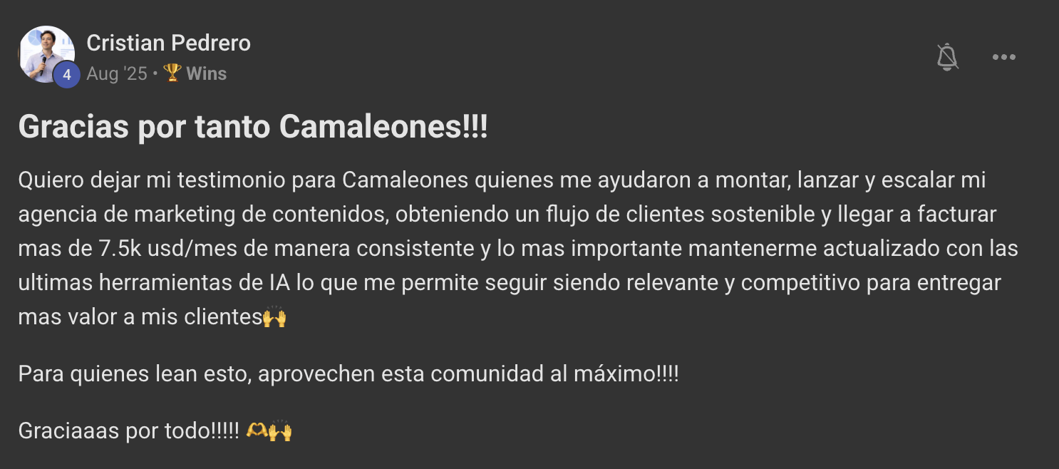 Captura de un resultado real de un miembro de Camaleones Digitales (2 de 16)