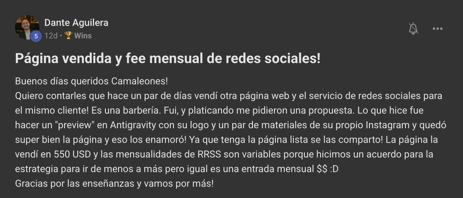 Captura de un resultado real de un miembro de Camaleones Digitales (6 de 16)