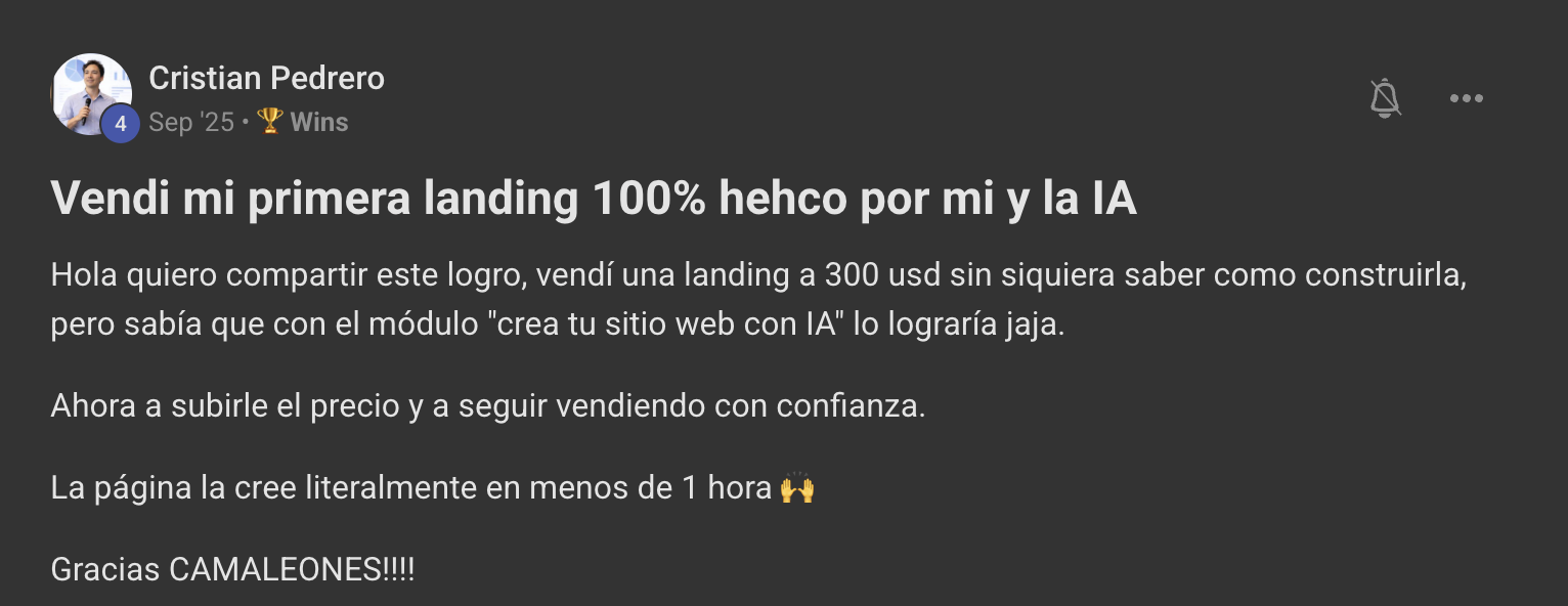 Captura de un resultado real de un miembro de Camaleones Digitales (16 de 16)
